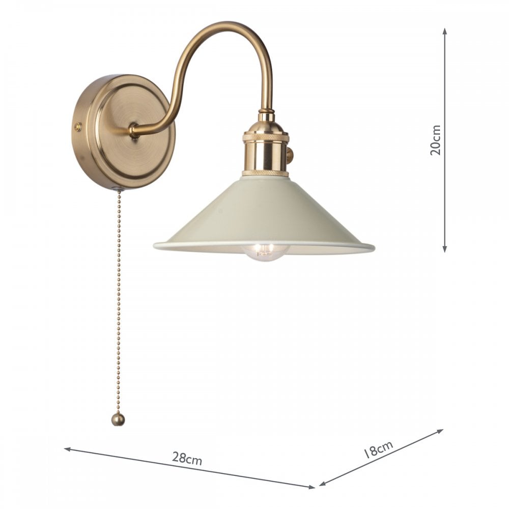 HAD0740-06 Hadano 1 Light Wall Light Natural Brass With Cashmere Shade