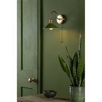 HAD0740-07 Hadano 1 Light Wall Light Natural Brass With Olive Green Shade