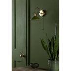 HAD0740-07 Hadano 1 Light Wall Light Natural Brass With Olive Green Shade