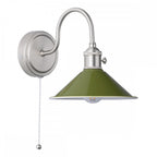 HAD0761-07 Hadano 1 Light Wall Light Antique Chrome With Olive Green Shade