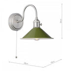 HAD0761-07 Hadano 1 Light Wall Light Antique Chrome With Olive Green Shade