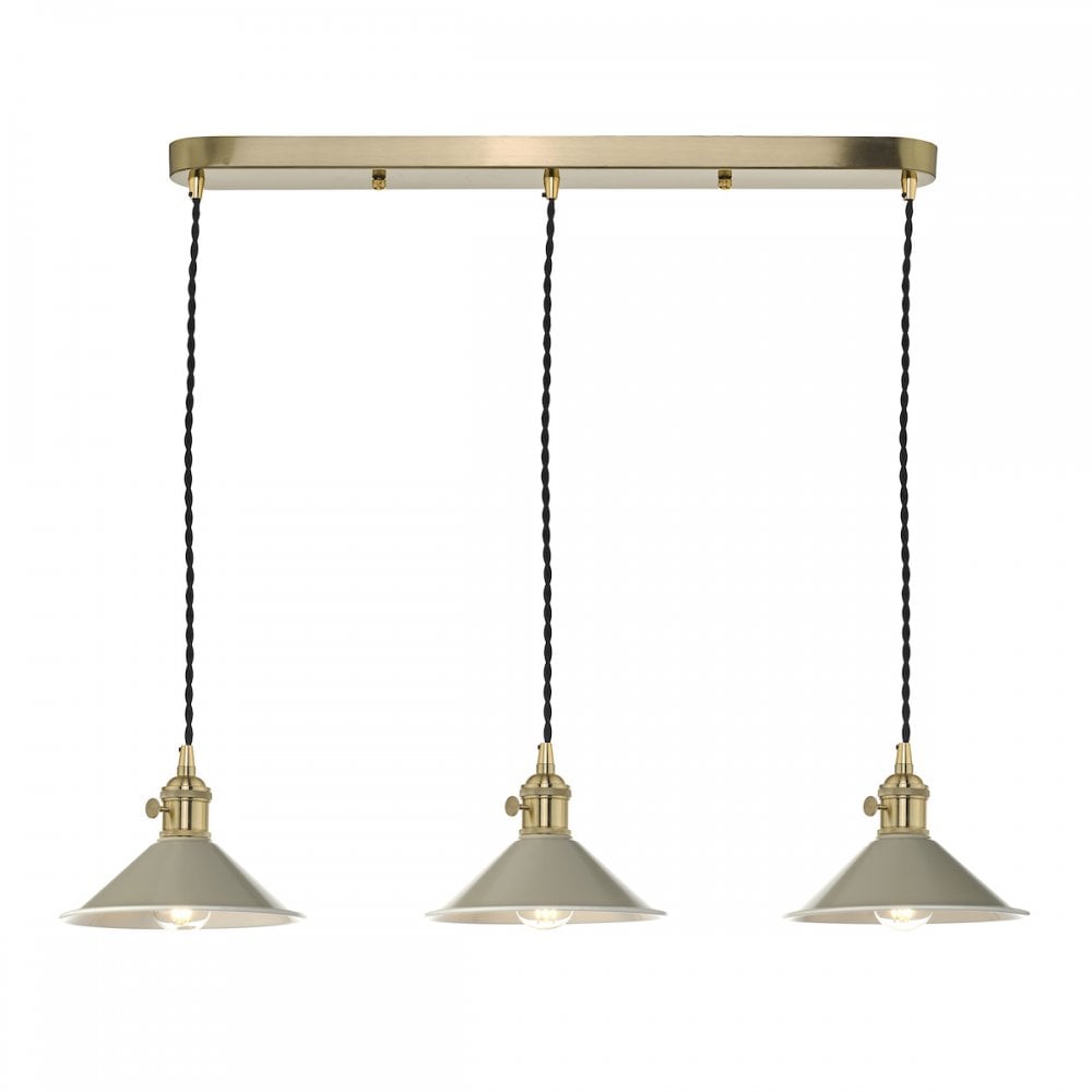HAD3640-06 Hadano 3 Light Brass Suspension With Cashmere Shades
