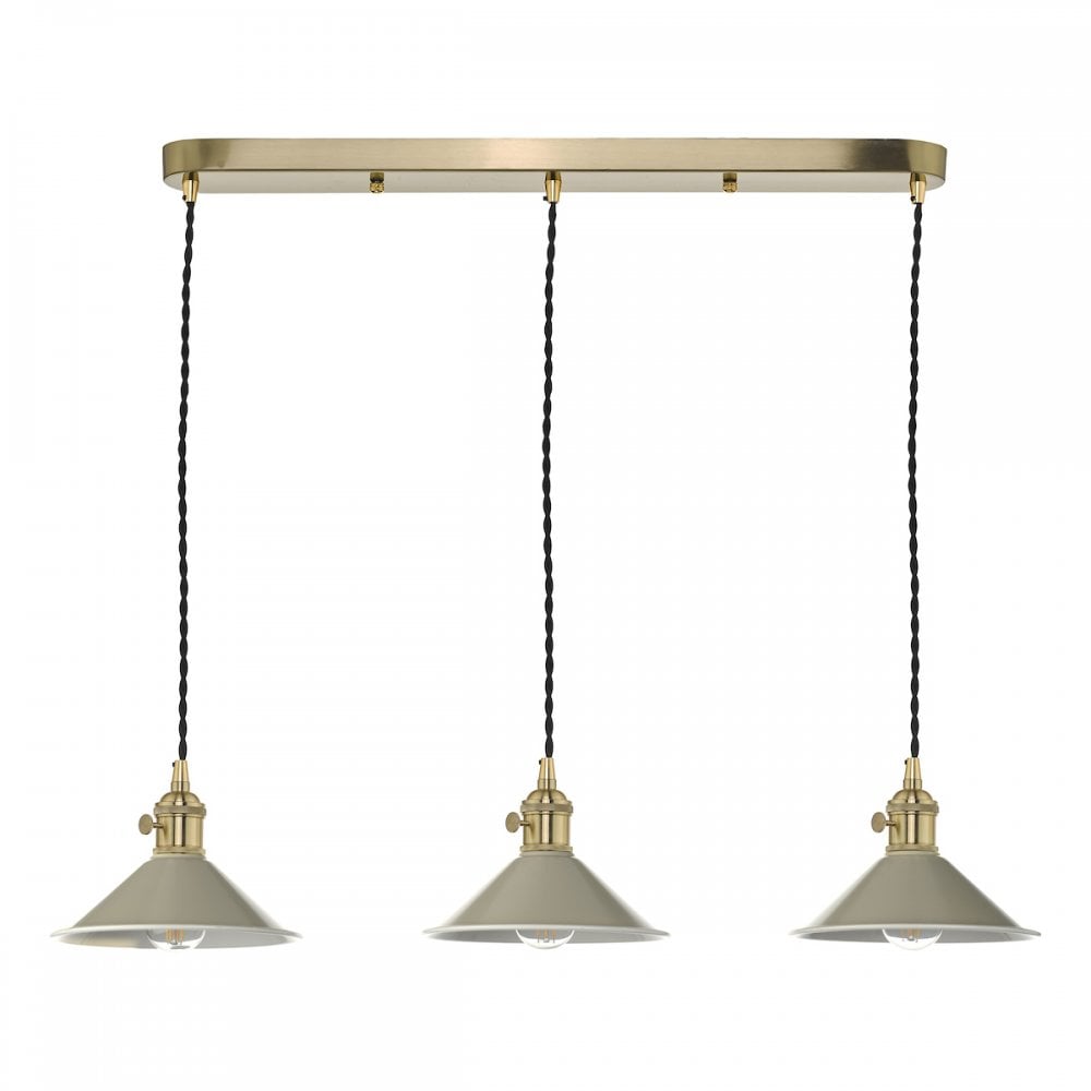 HAD3640-06 Hadano 3 Light Brass Suspension With Cashmere Shades