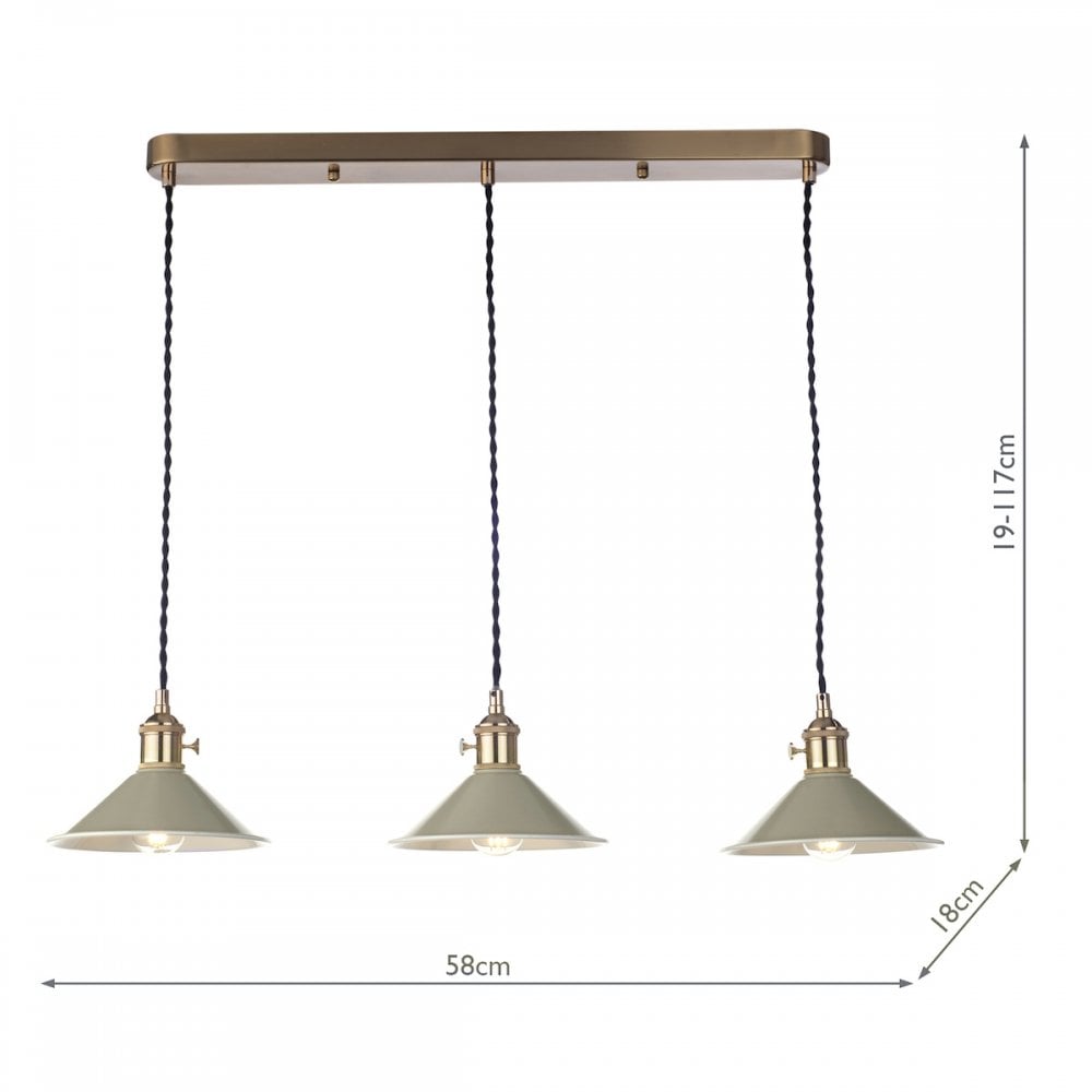 HAD3640-06 Hadano 3 Light Brass Suspension With Cashmere Shades