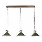 HAD3640-07 Hadano 3 Light Brass Suspension With Olive Green Shades