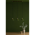 HAD3640-07 Hadano 3 Light Brass Suspension With Olive Green Shades