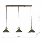 HAD3640-07 Hadano 3 Light Brass Suspension With Olive Green Shades