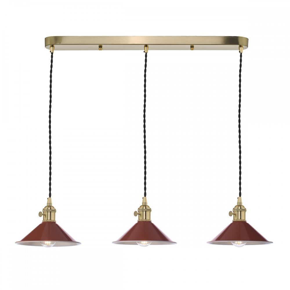 HAD3640-08 Hadano 3 Light Brass Suspension With Umber Shades
