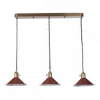HAD3640-08 Hadano 3 Light Brass Suspension With Umber Shades
