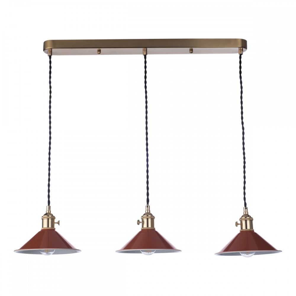 HAD3640-08 Hadano 3 Light Brass Suspension With Umber Shades