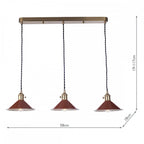 HAD3640-08 Hadano 3 Light Brass Suspension With Umber Shades