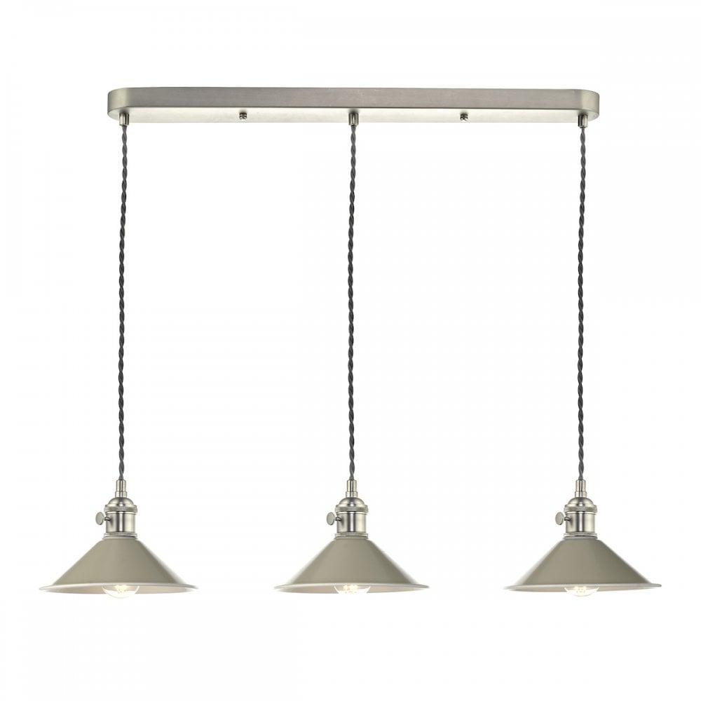 HAD3661-06 Hadano 3 Light Antique Chrome Suspension With Cashmere Shades
