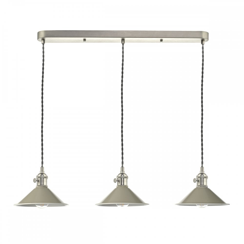 HAD3661-06 Hadano 3 Light Antique Chrome Suspension With Cashmere Shades