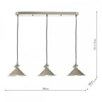 HAD3661-06 Hadano 3 Light Antique Chrome Suspension With Cashmere Shades
