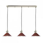 HAD3661-08 Hadano 3 Light Antique Chrome Suspension With Umber Shades