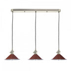 HAD3661-08 Hadano 3 Light Antique Chrome Suspension With Umber Shades