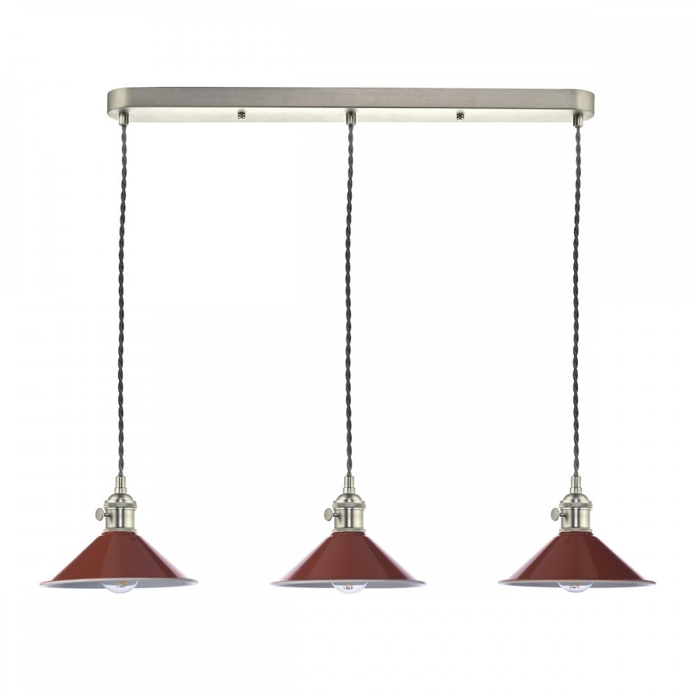 HAD3661-08 Hadano 3 Light Antique Chrome Suspension With Umber Shades