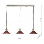 HAD3661-08 Hadano 3 Light Antique Chrome Suspension With Umber Shades