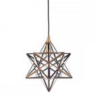 ILA0175 ILARIO 1 Light Star Pendant Antique Brass Glass Small