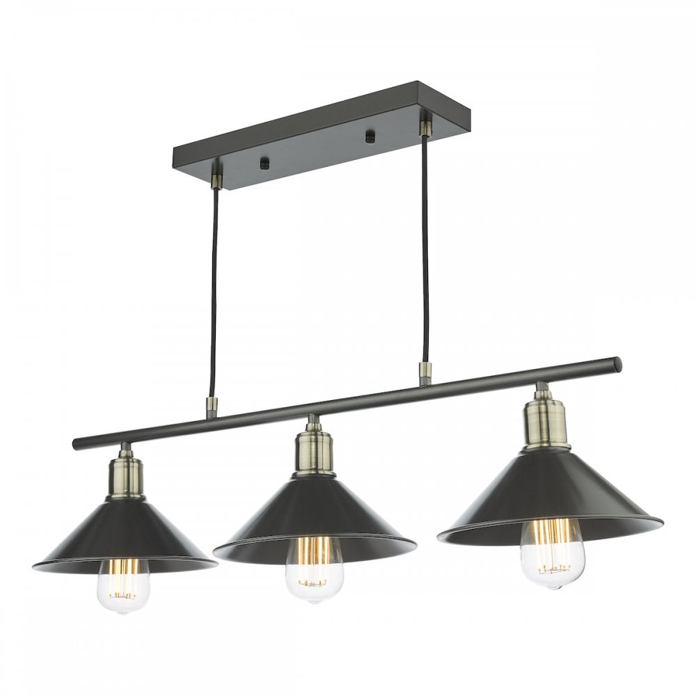 JAL0361 Jalen 3 Light Bar Pendant Graphite Antique Brass