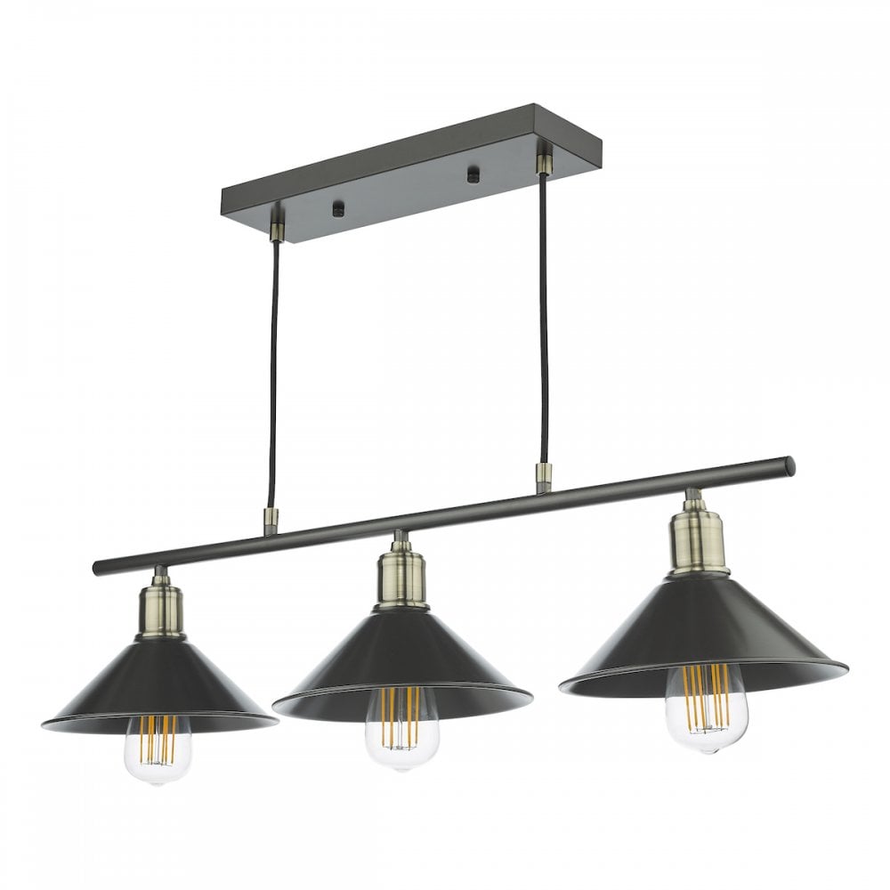 JAL0361 Jalen 3 Light Bar Pendant Graphite Antique Brass