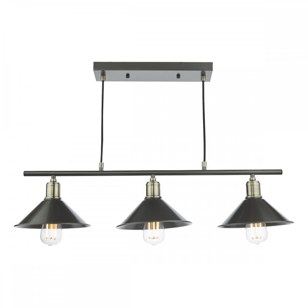 JAL0361 Jalen 3 Light Bar Pendant Graphite Antique Brass