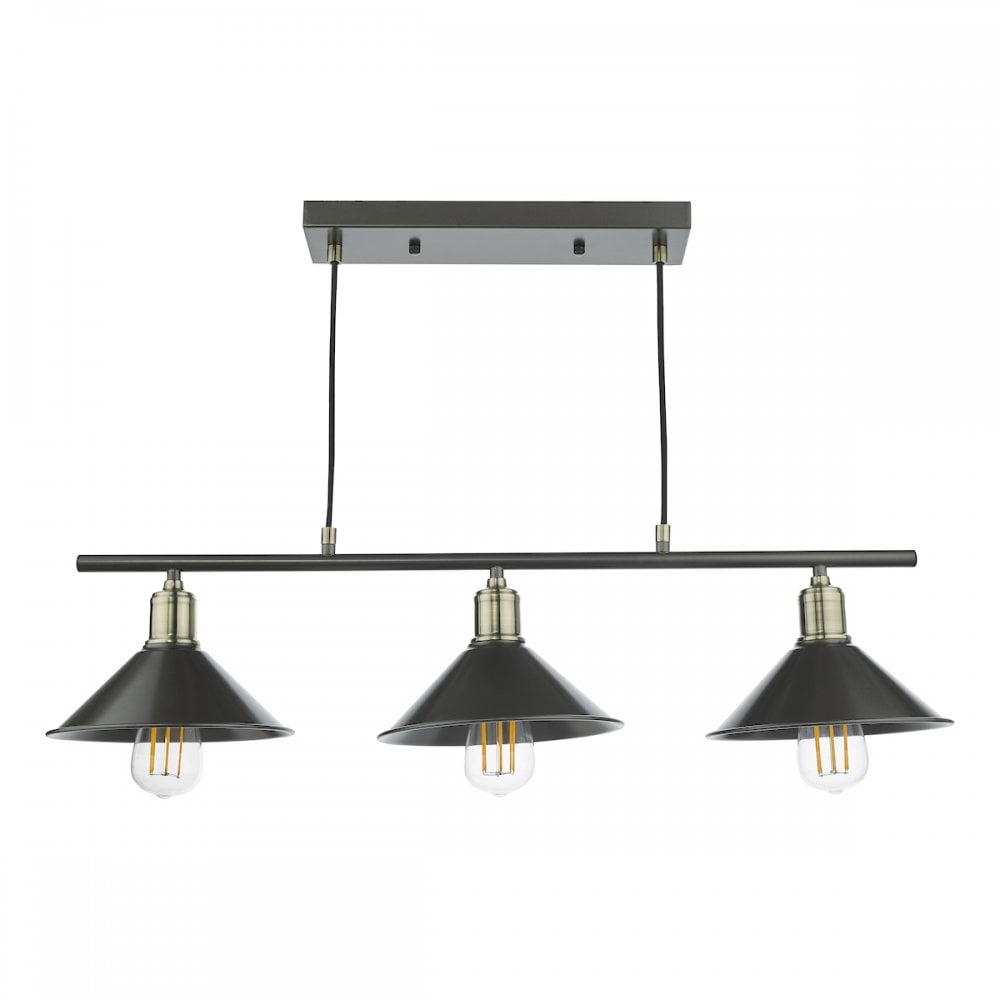 JAL0361 Jalen 3 Light Bar Pendant Graphite Antique Brass