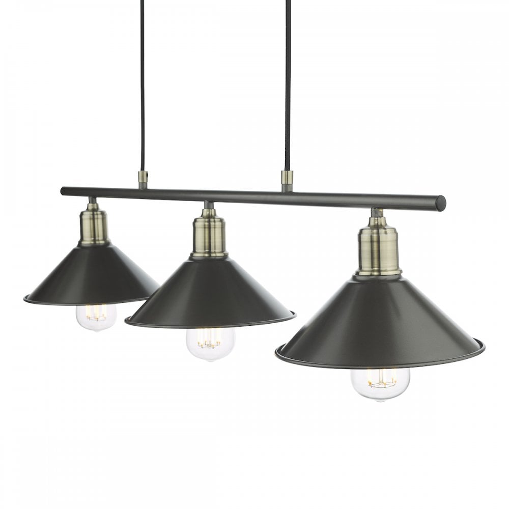 JAL0361 Jalen 3 Light Bar Pendant Graphite Antique Brass