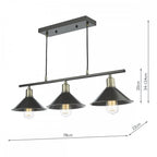 JAL0361 Jalen 3 Light Bar Pendant Graphite Antique Brass