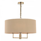 JAM0301 Jamelia 3 Light Shadelier Antique Brass Taupe Shade
