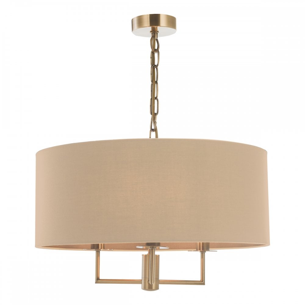 JAM0301 Jamelia 3 Light Shadelier Antique Brass Taupe Shade