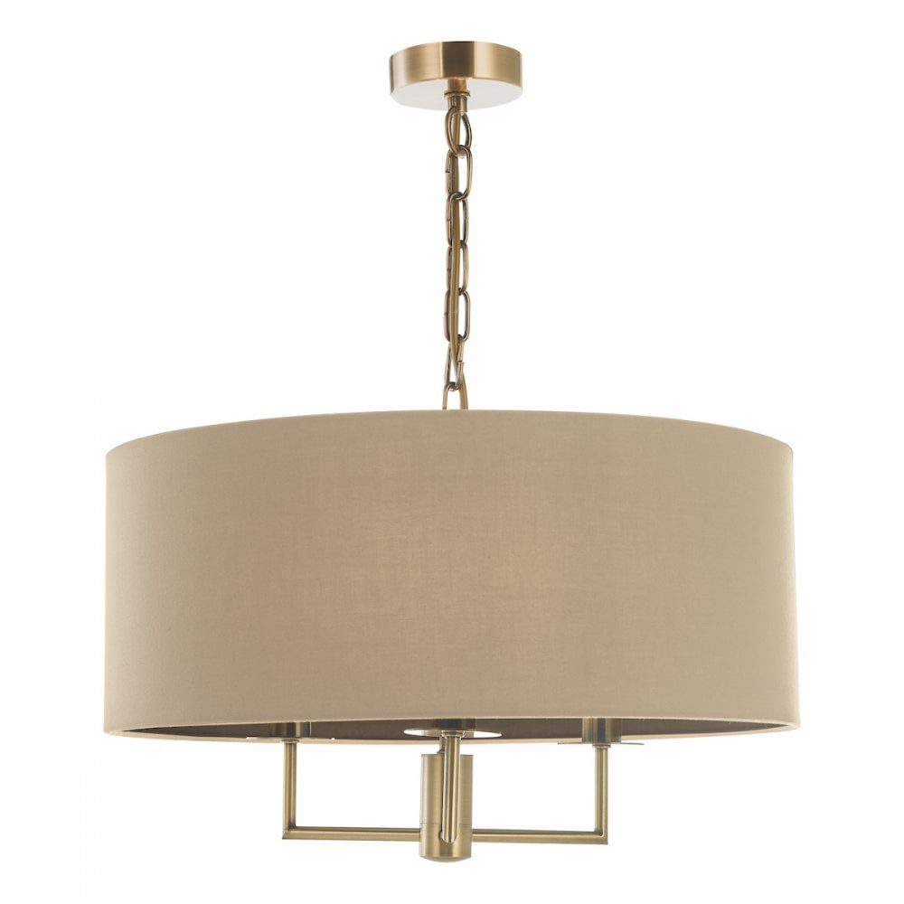 JAM0301 Jamelia 3 Light Shadelier Antique Brass Taupe Shade