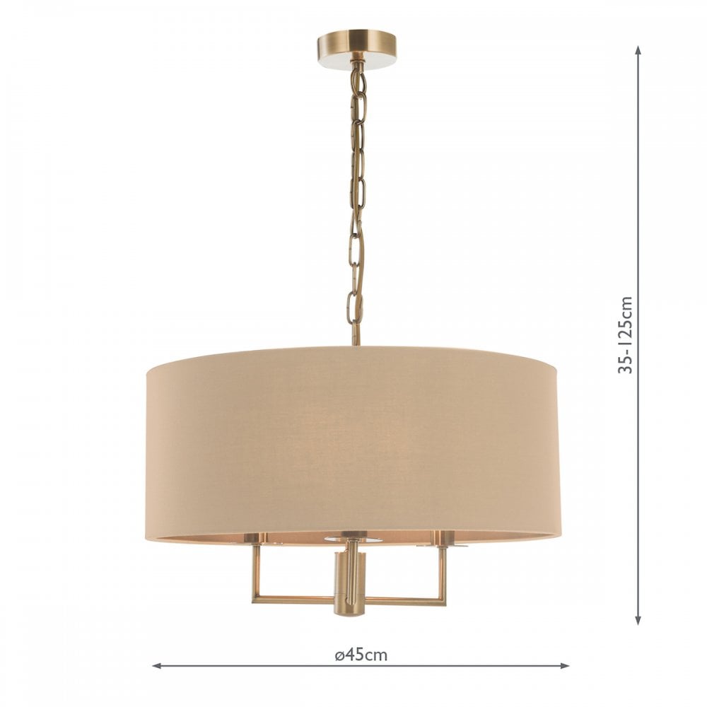 JAM0301 Jamelia 3 Light Shadelier Antique Brass Taupe Shade