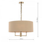 JAM0301 Jamelia 3 Light Shadelier Antique Brass Taupe Shade