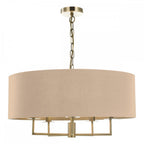 JAM0501 Jamelia 5 Light Shadelier Antique Brass Taupe Shade