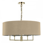JAM0501 Jamelia 5 Light Shadelier Antique Brass Taupe Shade