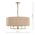 JAM0501 Jamelia 5 Light Shadelier Antique Brass Taupe Shade
