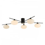JAS5422 Jasper 5 Light Semi Flush Ceiling Light Matt Black Opal Glass