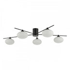 JAS5422 Jasper 5 Light Semi Flush Ceiling Light Matt Black Opal Glass