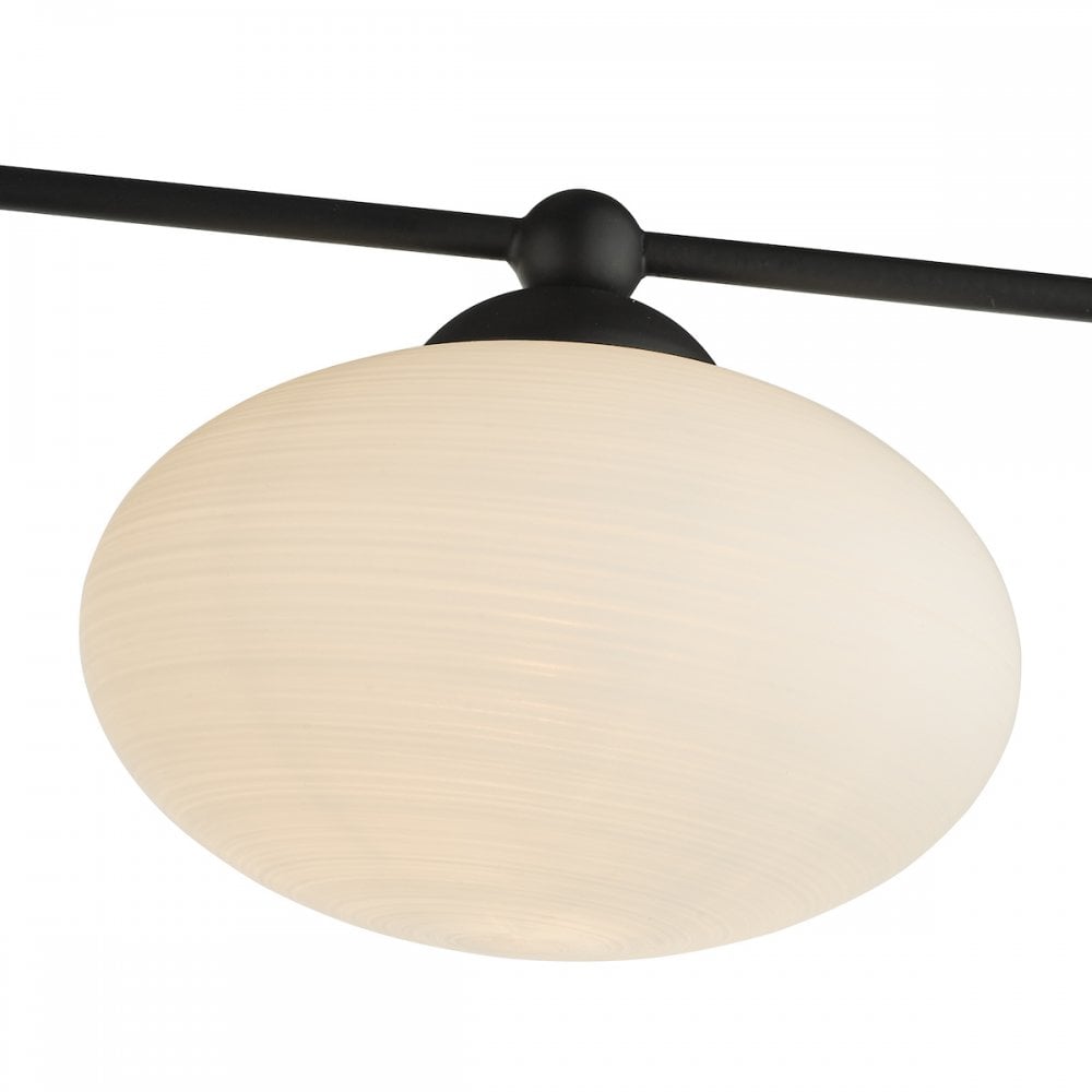 Jasper 5 Light Semi Flush Ceiling  Light Matt Black Opal Glass