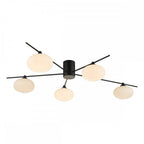 JAS5422 Jasper 5 Light Semi Flush Ceiling Light Matt Black Opal Glass
