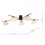 JAS5422 Jasper 5 Light Semi Flush Ceiling Light Matt Black Opal Glass
