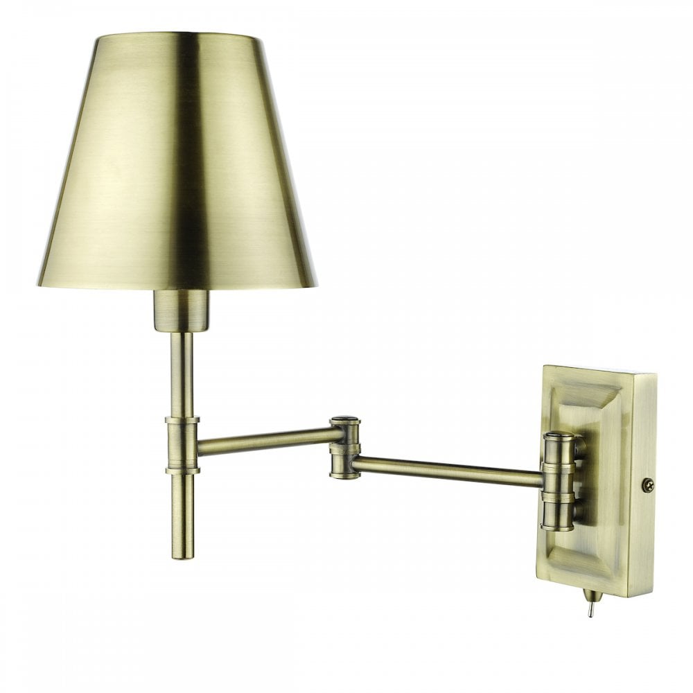 KEN0775 Kensington 1 Light Swing Arm Wall Light Antique Brass