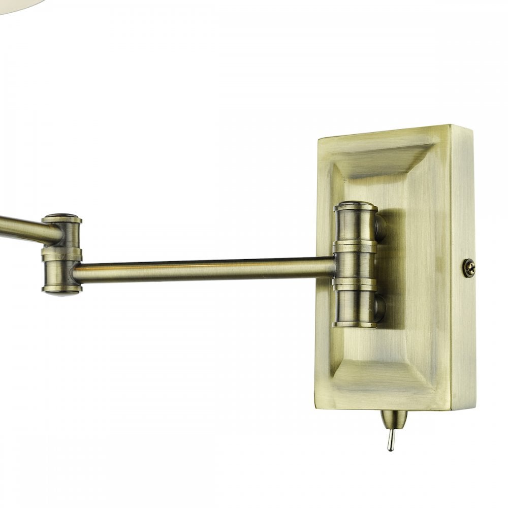 KEN0775 Kensington 1 Light Swing Arm Wall Light Antique Brass