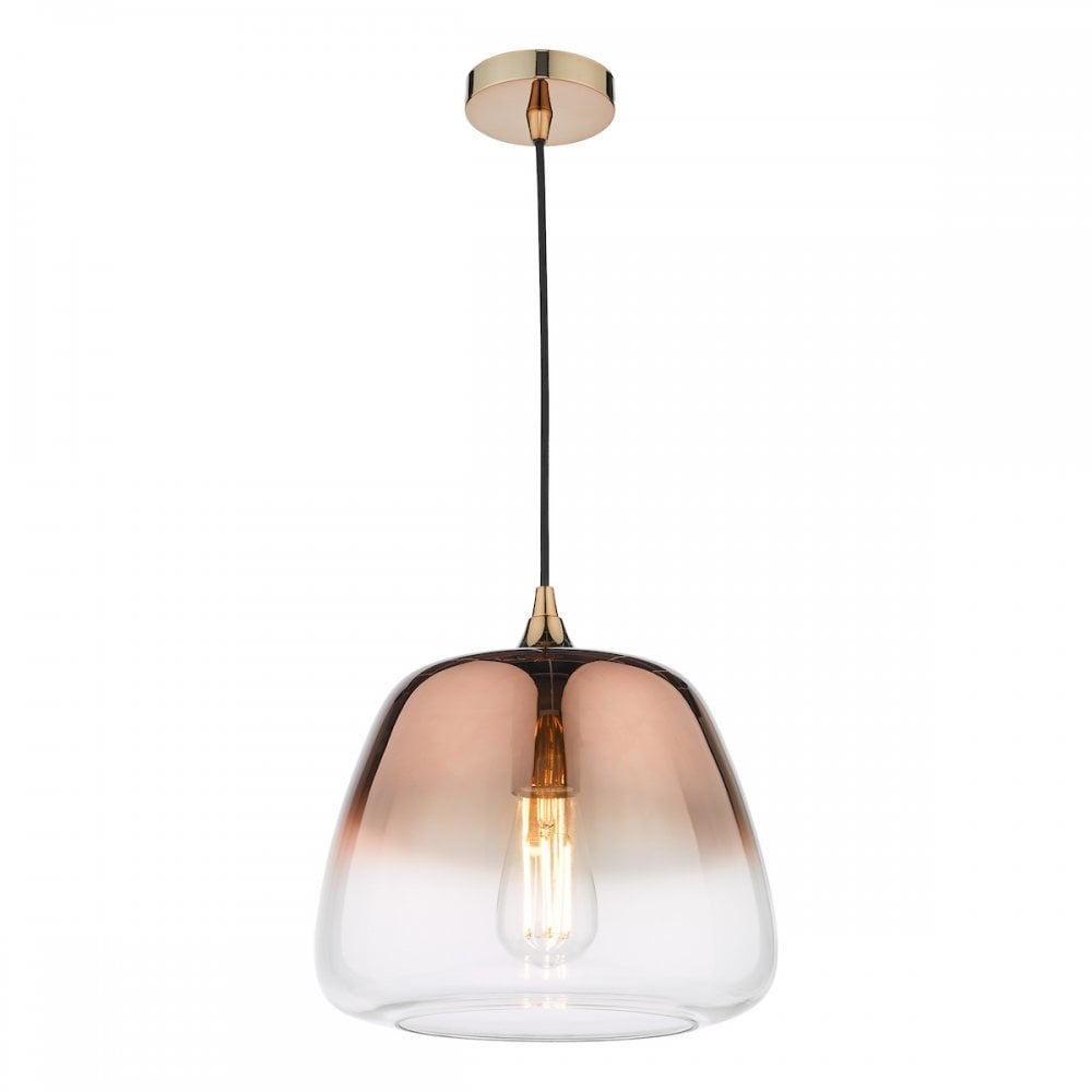 KLA0164 Klaxon 1 Light Pendant Ombre Copper Glass