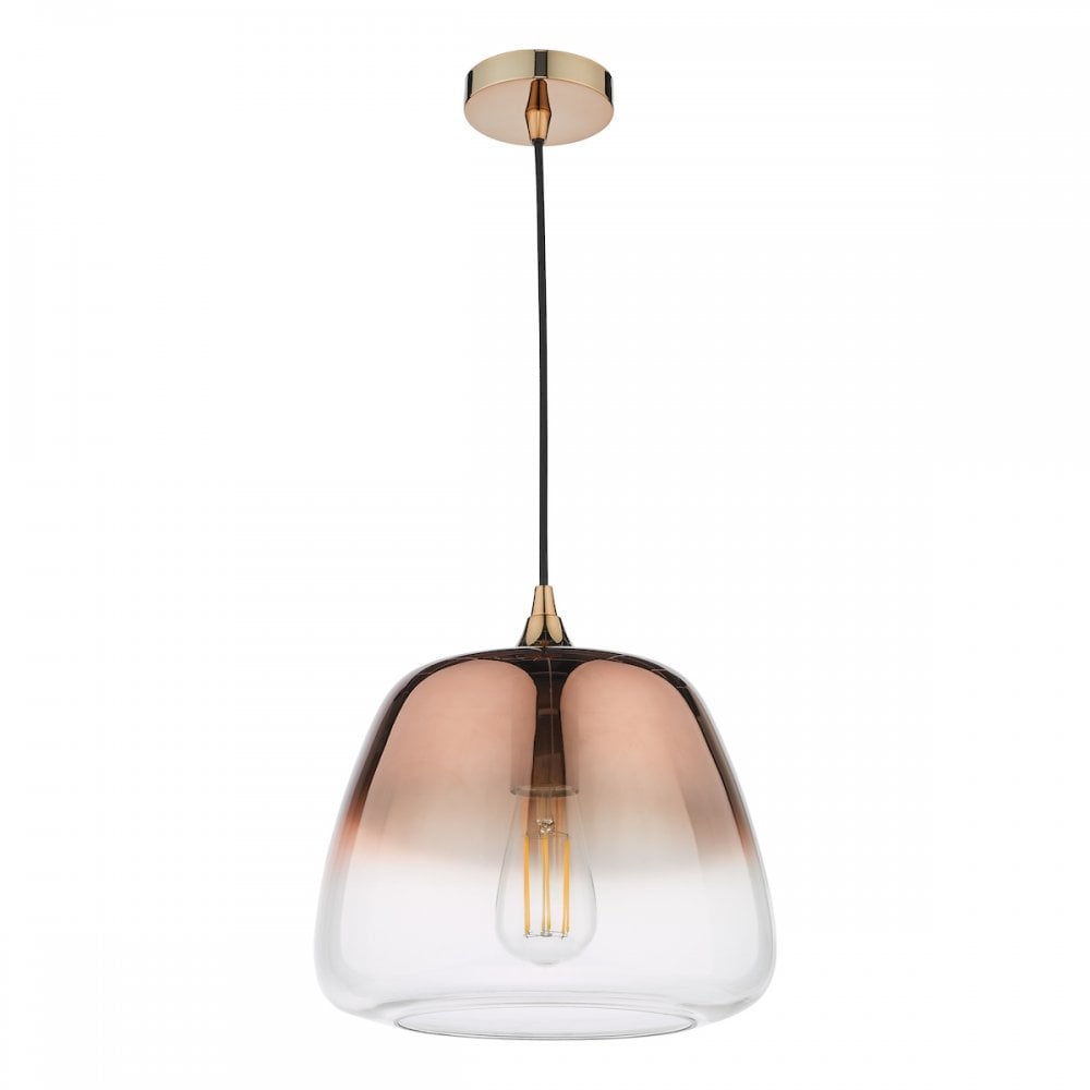 KLA0164 Klaxon 1 Light Pendant Ombre Copper Glass