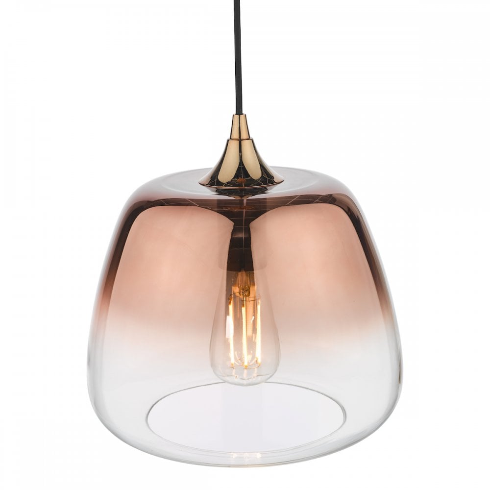 KLA0164 Klaxon 1 Light Pendant Ombre Copper Glass