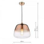 KLA0164 Klaxon 1 Light Pendant Ombre Copper Glass