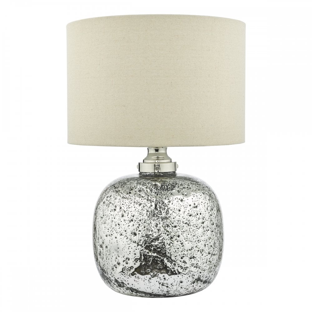 LAV4238 Lava Dual Light Table Lamp Polished Nickel Volcanic Glass With Shade