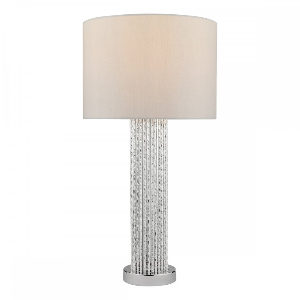 LAZ4239 Lazio Table Lamp Silver Rod Base With Faux Silk Shade